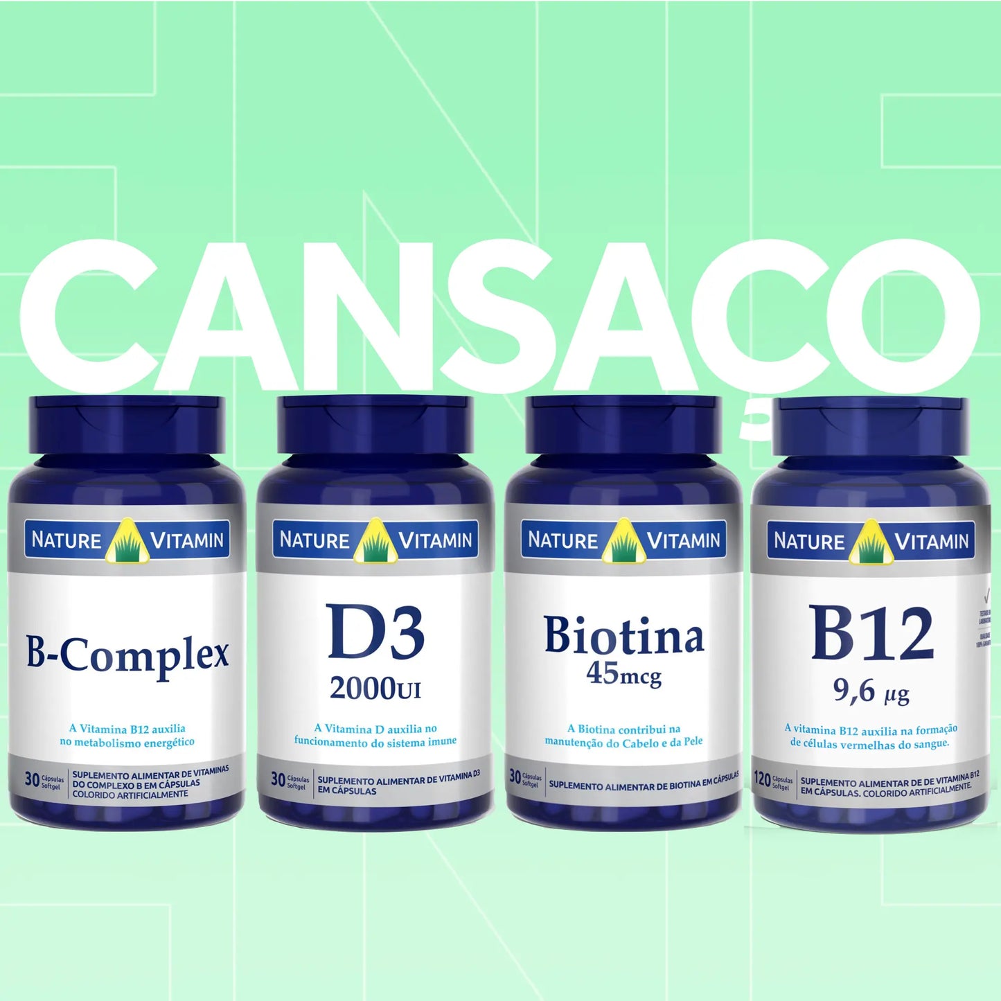 Cansaço 4: Complexo B + D3 + B12 + Biotina