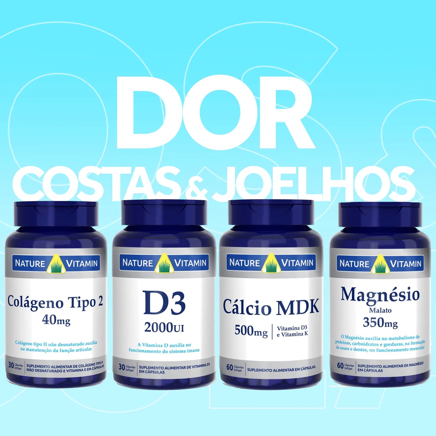 Dor 4: Colágeno Tipo 2 + D3 + Cálcio MDK + Magnésio
