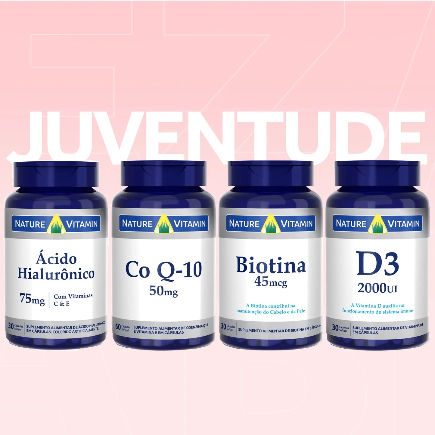 Juventude 4: Ácido Hialurônico + Co Q10 + Biotina + D3