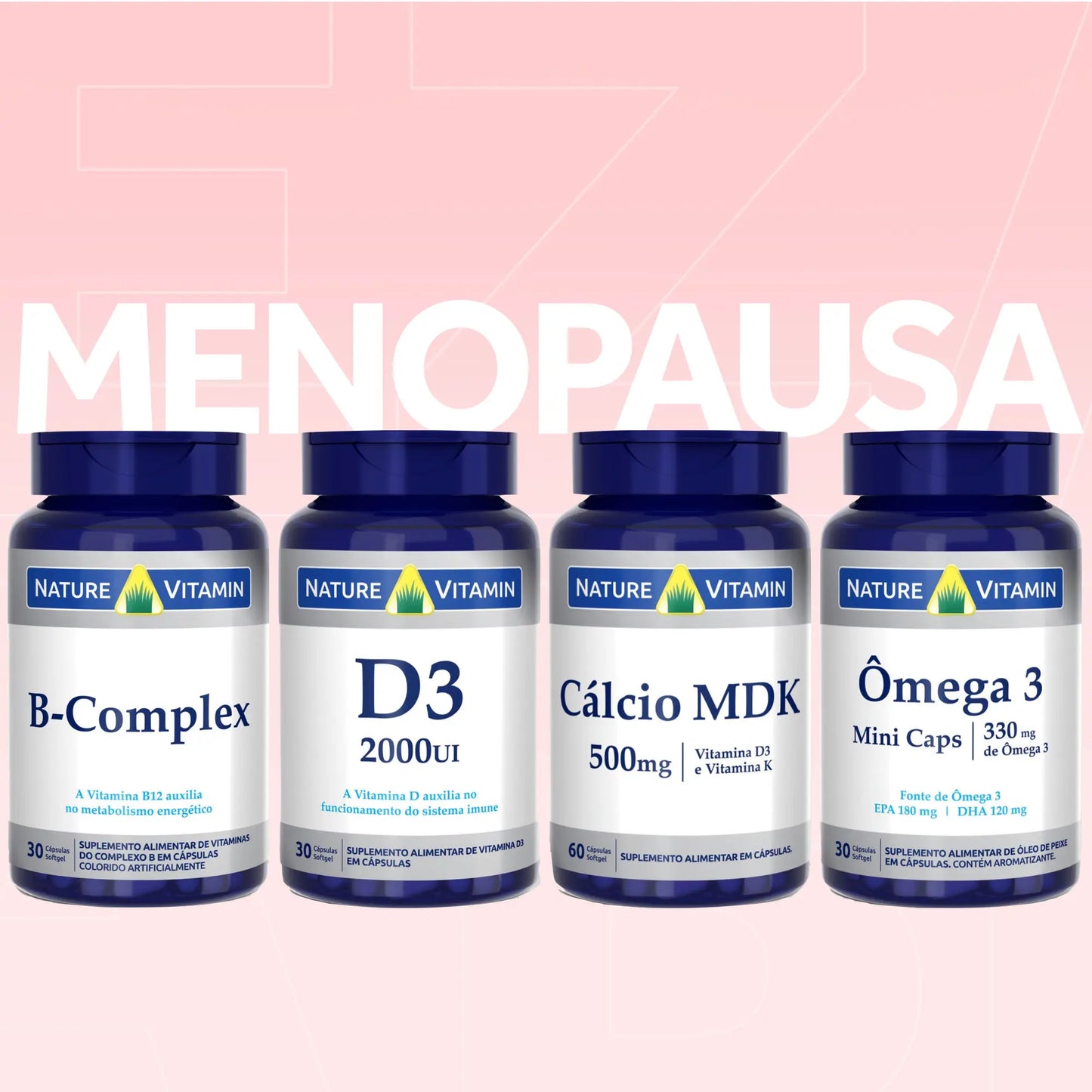 Kit Pele Cabelo & Cansaço: Ácido Hialuronico, Ômega 3, Biotina, Vitamina D3
