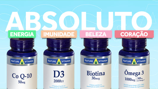 Kit Absoluto: Ômega 3, Vitamina D3, Co Q10, Biotina