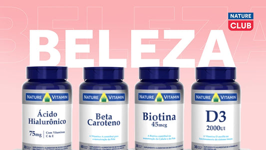 Kit Beleza: Ácido Hialuronico, Betacaroteno, Biotina, Vitamina D3