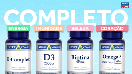 Kit Completo: Ômega 3, Vitamina D3, Complexo B, Biotina