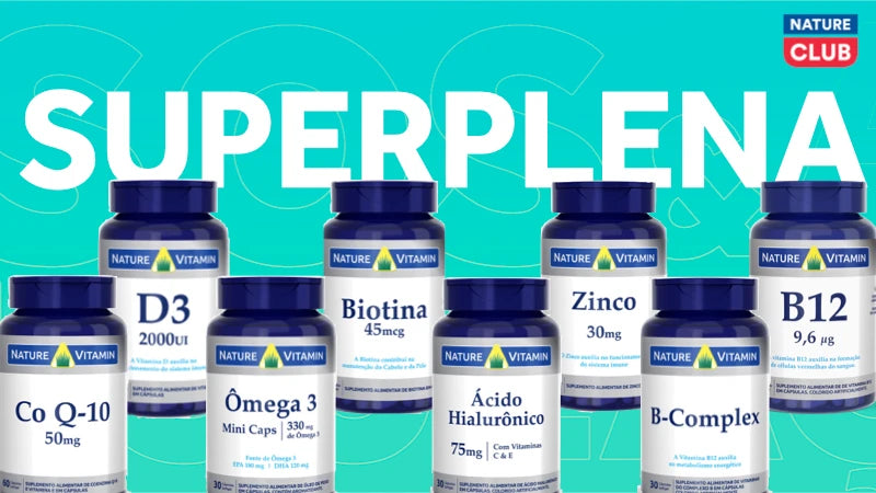 Kit SuperPlena: Co Q10, Ômega 3, Vitamina D3, Complexo B, Biotina, Zinco, Vitamina B12, Ácido Hialurónico