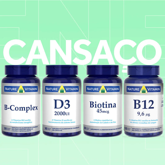 Kit Cansaço: Complexo B, Biotina, B12, Vitamina D3