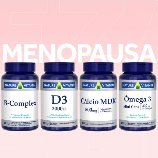 Menopausa 4: Cálcio MDK + D3 + Ômega 3 + Complexo B
