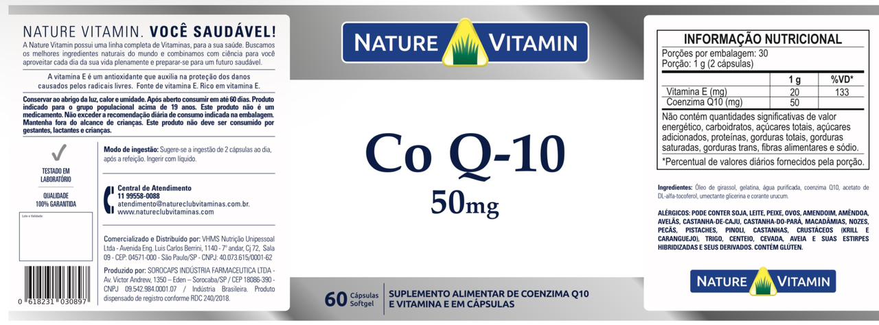 Co Q10 50mg - 60 Cáps Softgel - Nature Vitamin (SCP)